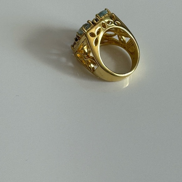 Sterling Silver & Gold Plate Multi Gemstone Ring Vintage Y2K - Picture 4 of 12